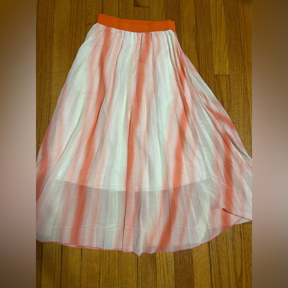 Sans Souci Women’s Midi Skirt Peach Sz S  Pleated Lined  Glam Retro - Picture 5 of 5